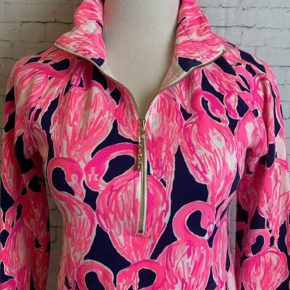 Lilly Pulitzer UPF 50+ Skipper PopOver Sweater Flamingos‎ XS Preppy Resortwear - Picture 3 of 15